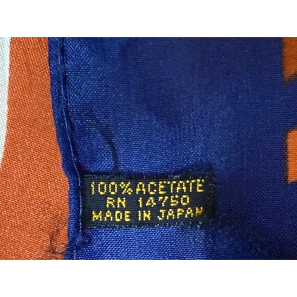 VTG Super Mod 70s Groovy Blue Orange Swirl Scarf Made in Japan 52x13 Acetate - Picture 5 of 5